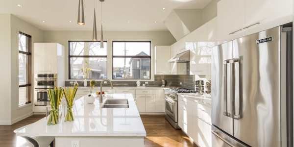 A beautiful shot of a modern house kitchen